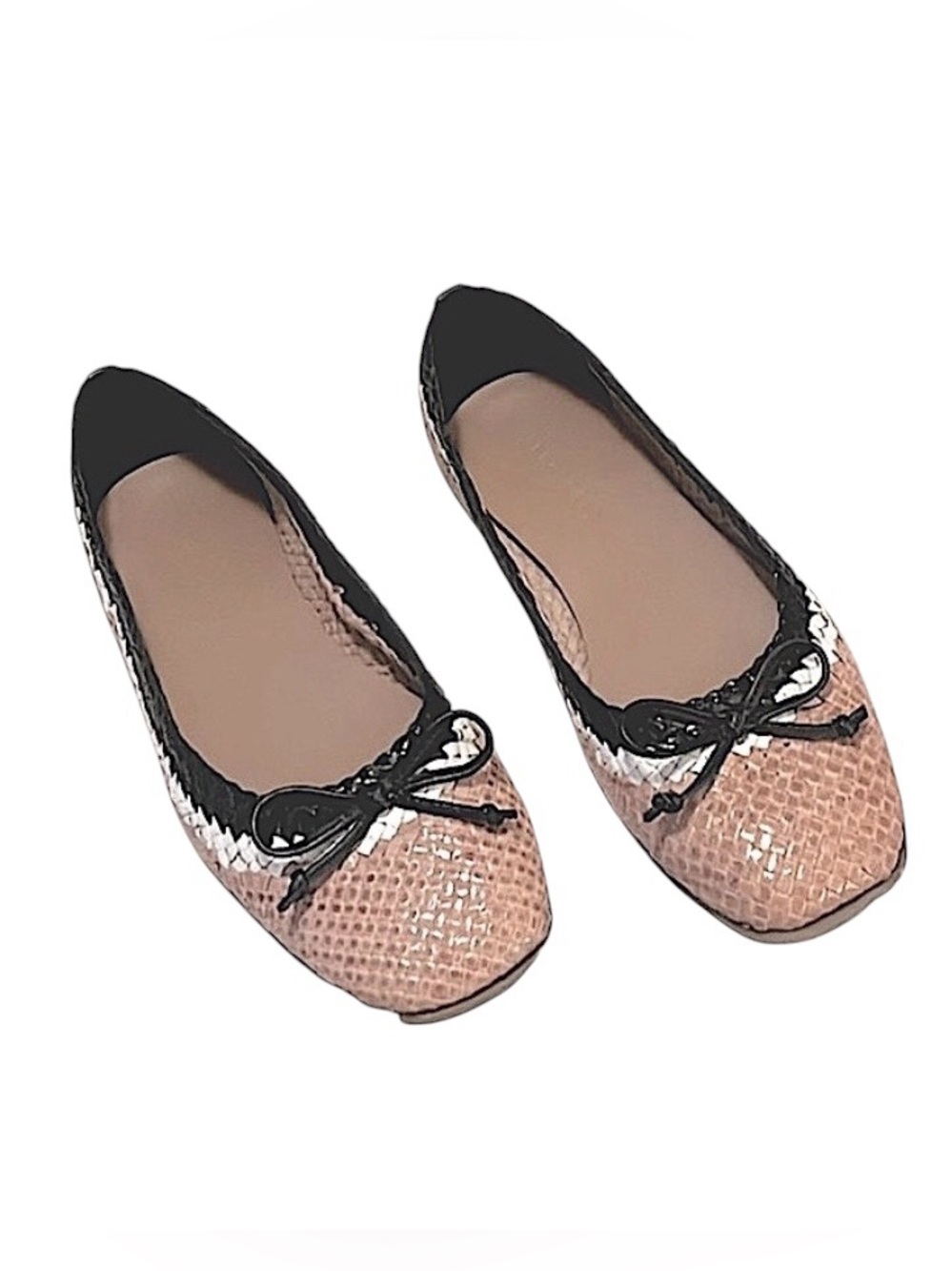 Aerosoles Catalina Woven Leather Champagne Nude Tan Square Toe Ballet Flats 7.5